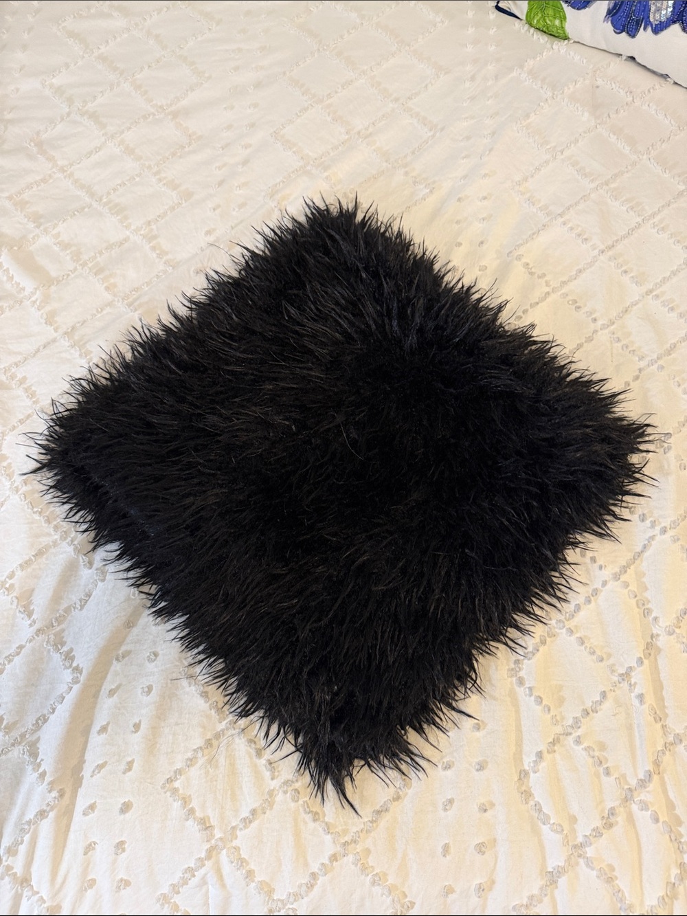 Black Faux Fur Decorative Throw Pillow Cover - Home Accents nwot